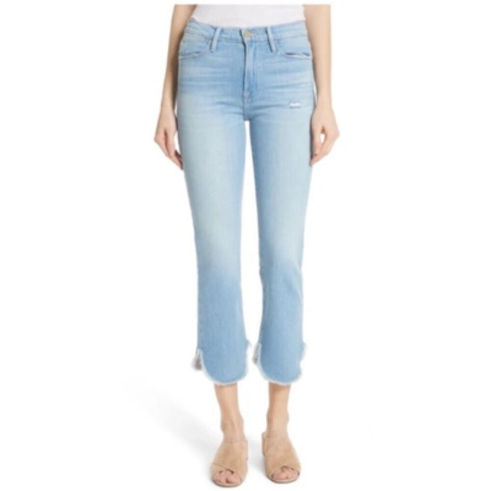 FRAME Denim Le High Straight Jeans in Boxford Distressed Wash Blue Size 29